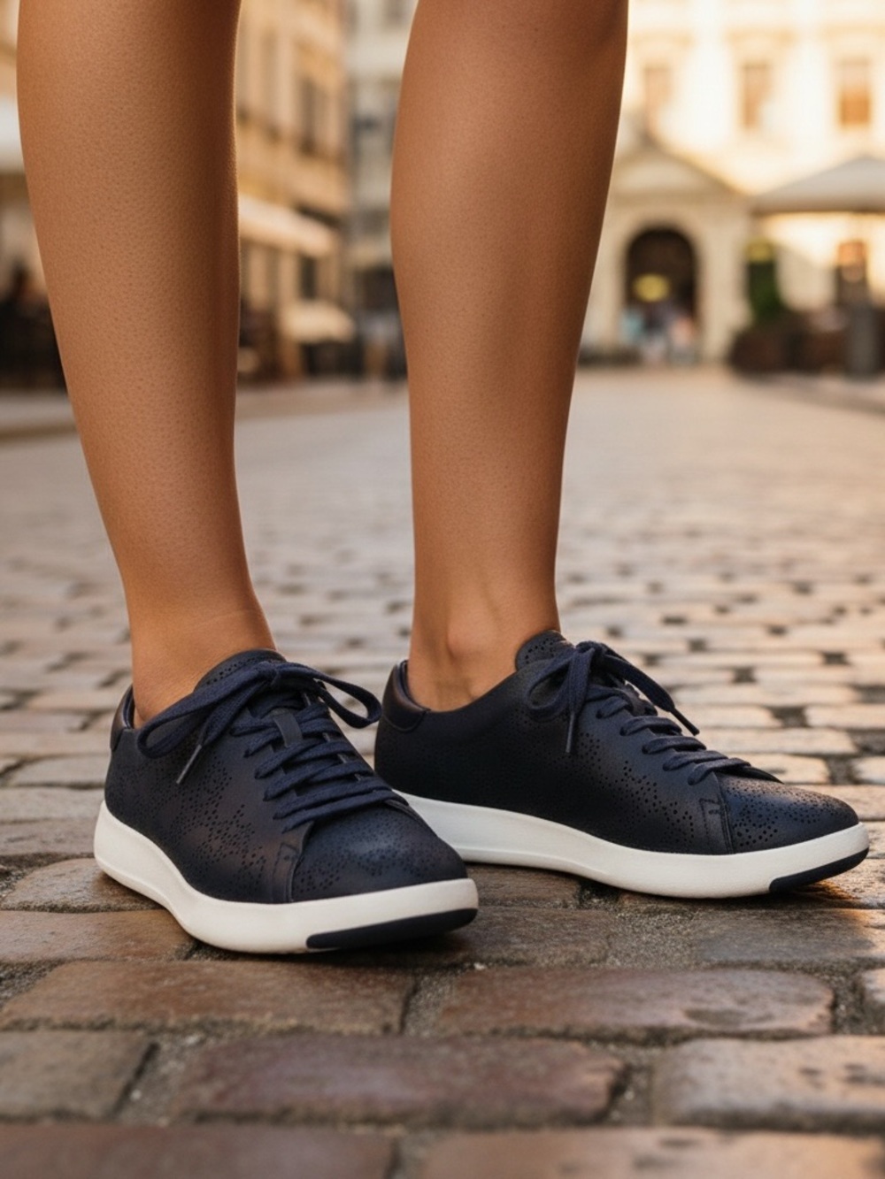 Cole Haan Navy Grandpro Rally Sneaker Paisley Perforated Navy/White Sz 8.5 | GUC
